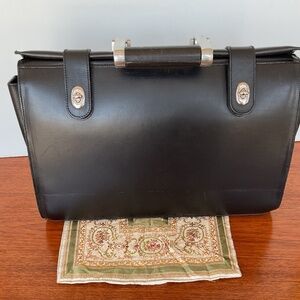 Bill Amberg Rare Venetian Rocket Bag Black Leather Green Lining